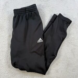 Adidas Track Pants Mens Medium Black Drawstring Zip Ankle Active Gym Jogger